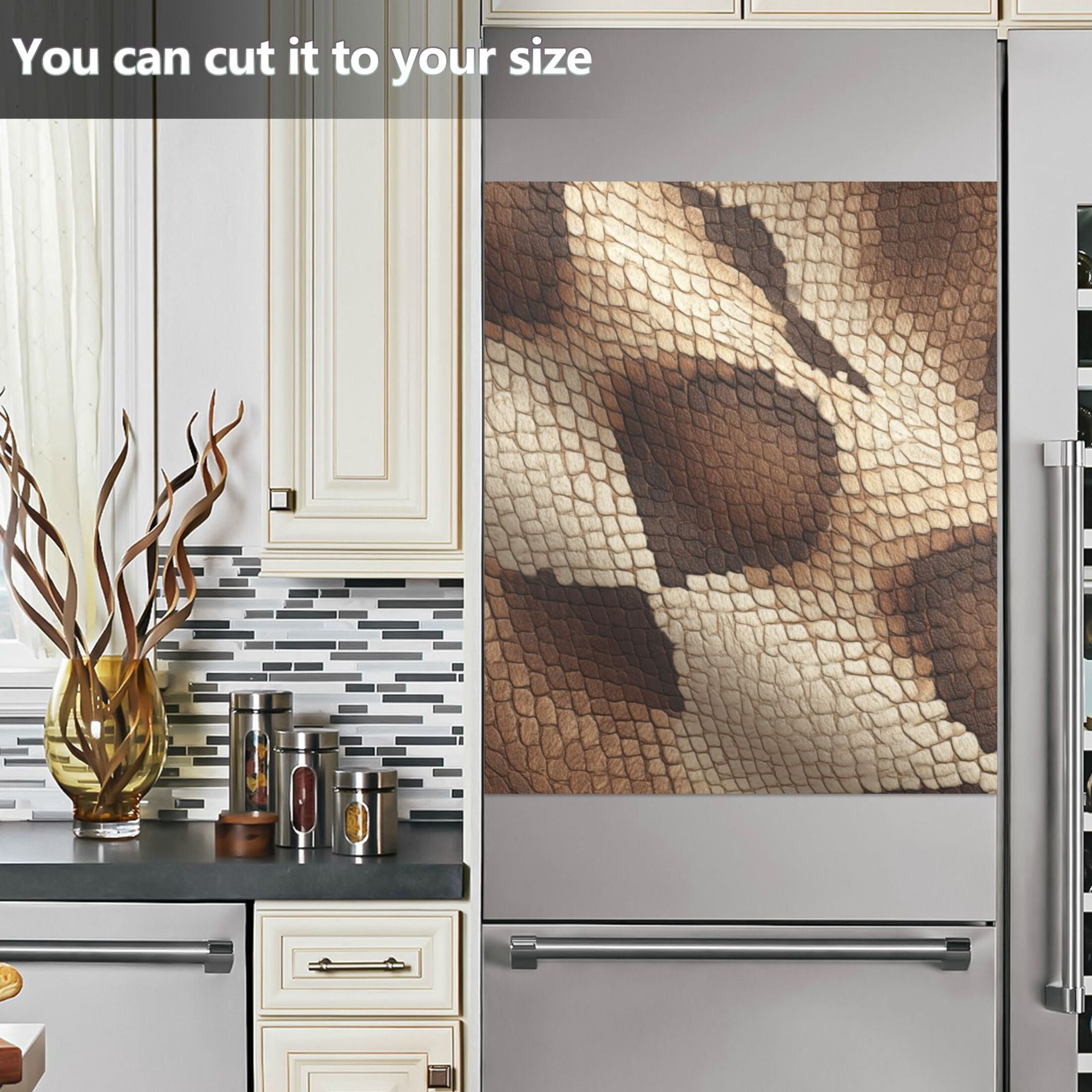 Dishwasher Magnetic Refrigerator Magnet Cover Sticker Home Decorative 23"x26" Brown Snake Skin Pattern