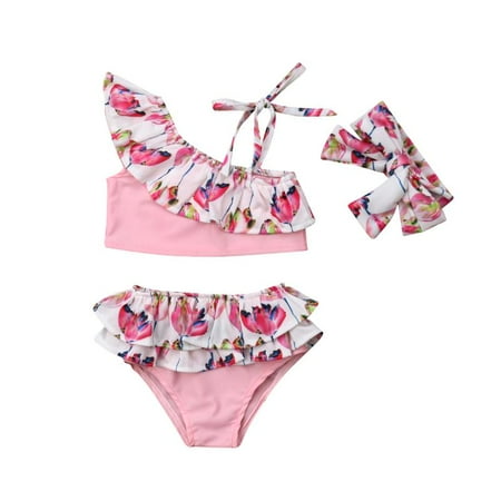 Toddler Kids Baby Girls Summer Flower Ruffle Bikini Set Swimwear Swimsuit Bathing Suit