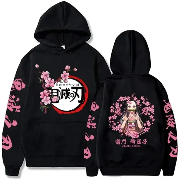 Sudadera con capucha de Demon Slayer para hombre y mujer, ropa de calle de manga larga con estampado de Kamado Tanjirou, talla grande, estilo Harajuku