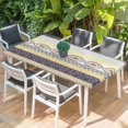 thumbnail image 2 of Yellow Grey Geometric Table Cloths for 5 Foot Rectangle Tables, Boho Vintage Country Flowers Leaves Patio Waterproof Elastic Fitted Tablecloths, Washable Rectangular Table Cover for Camping, 2 of 8