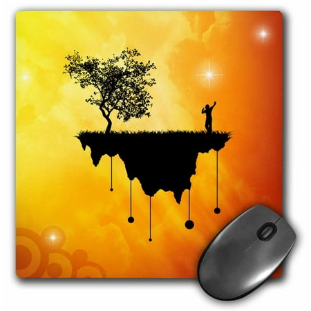 0.25 Slice - 3dRose Slice of Earth 1 silhouette of a person and tree on landmass traveling in space, Mouse Pad, 8 by 8 inches