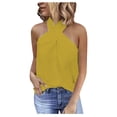 thumbnail image 2 of tarylea Tank Tops for Women Sleeveless Cross Front Zipper Back Halter Tops Casual Summer Dressy Cute Blouse Tops, 2 of 5
