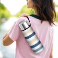 thumbnail image 6 of 20 Oz Blue Tan and White Coffee Tumbler Double Wall Insulated Stainless Steel Water Bottle | Metal Reusable Thermoses Flask with Cup Cap | Leak & Sweat Proof with Anti-Dust Lid, 6 of 7