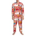 thumbnail image 4 of Bingfone Men'S Pajama Set 2 Piece Loungewear Pjs, Long Sleeve With Pajama Pants-Cartoon With Traffic Elements, 4 of 9