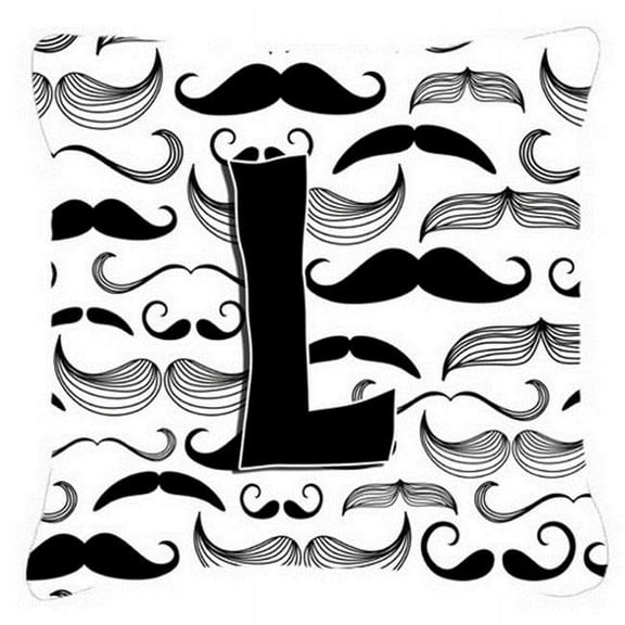 Letter L Moustache Initial Canvas Fabric Decorative Pillow