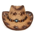 thumbnail image 5 of FitBest 1 Men's And Women's Outdoor Sunshade Breathable Hollow Straw Hat Cowboy Hat, 5 of 7