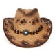 thumbnail image 3 of Sombrero de Vaquera de Paja de ala Ancha - Sombrero de Sol Transpirable para Hombres y Mujeres, con Banda de Adorno de Cuentas - Estilo Occidental para Viajes en la Playa al Aire Libre, 3 of 7