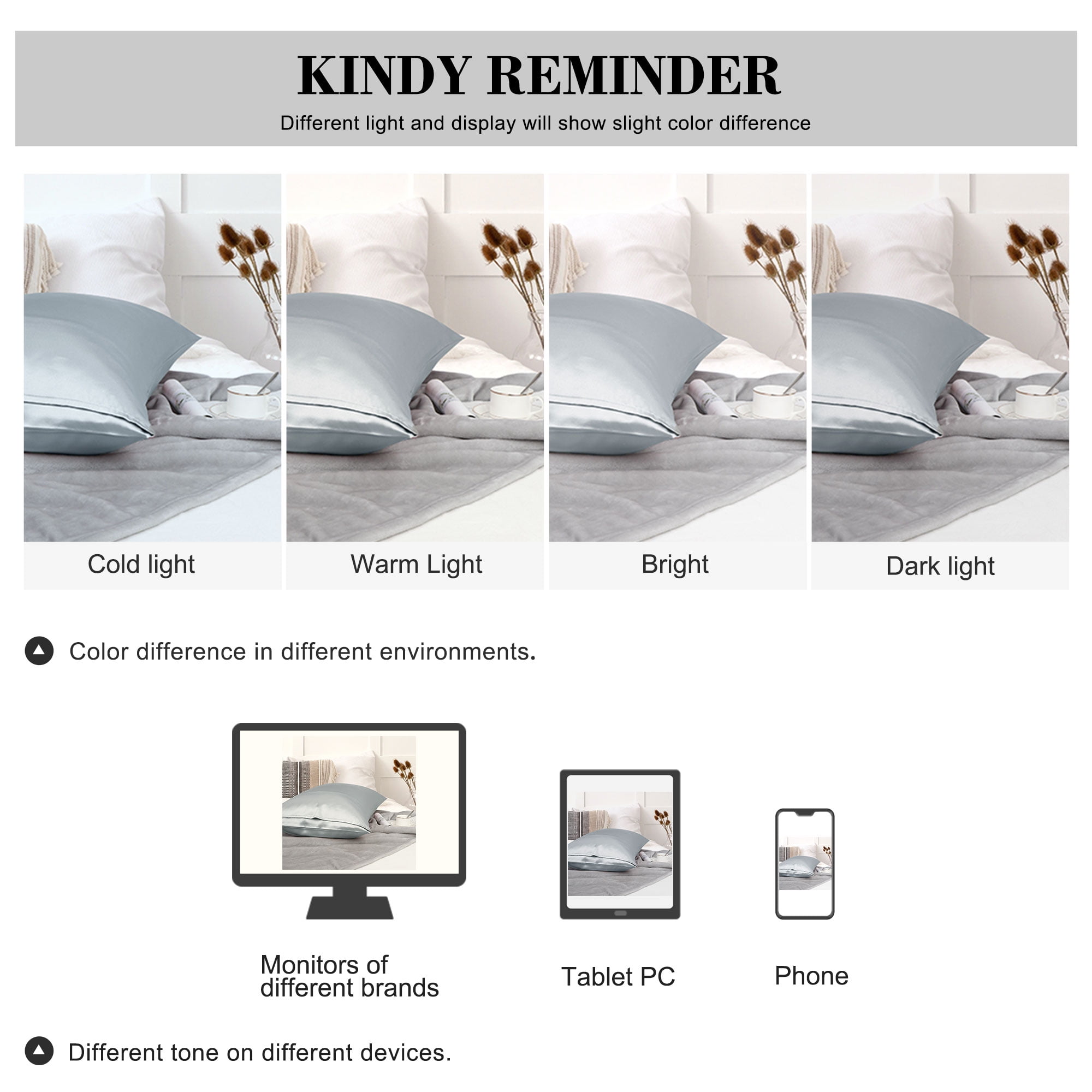 PiccoCasa 25 Momme Silk Pillow Cover with Envelope Closure, Silver Grey Queen(20"x30")
