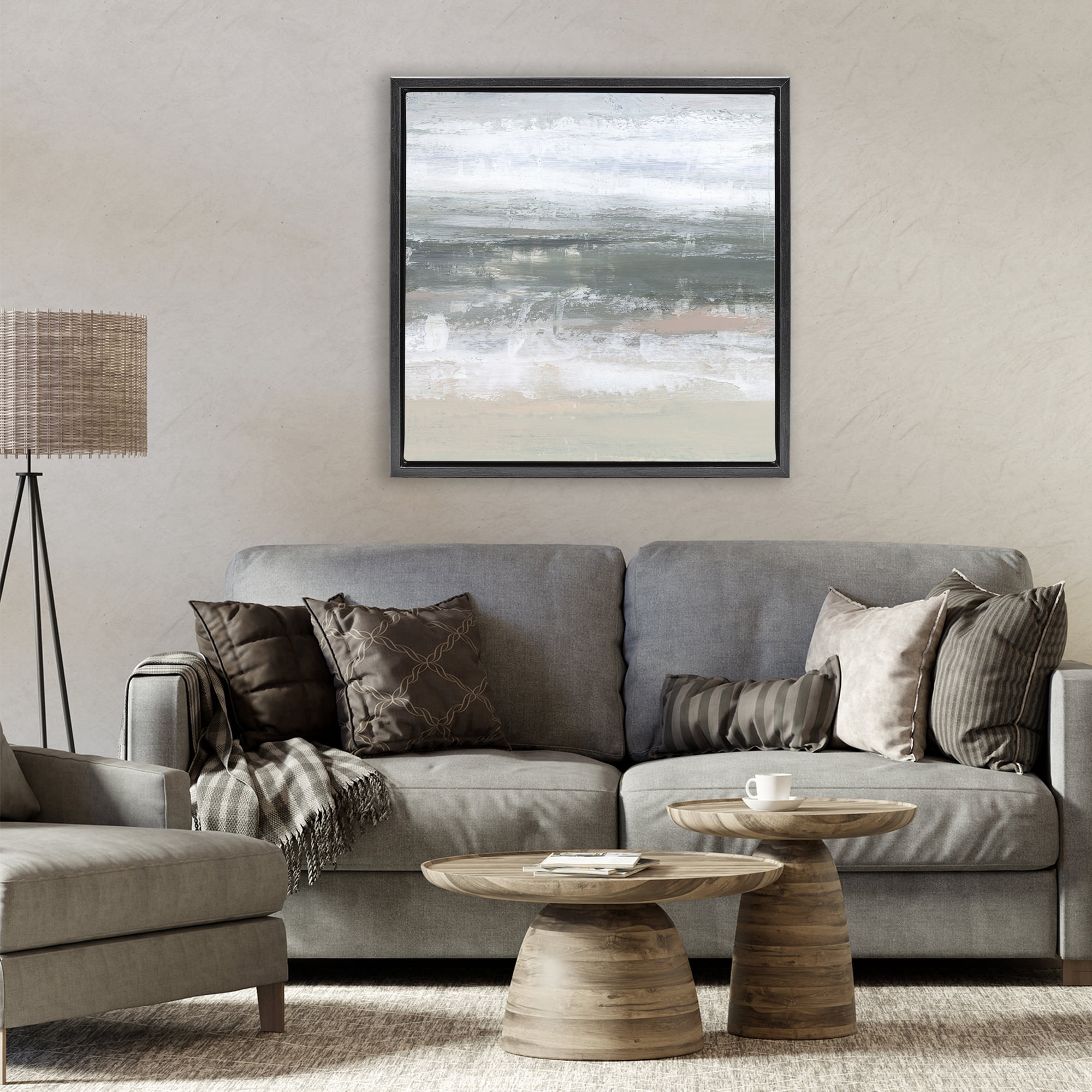 Stupell Industries Subdued Pastel Tides Black Framed Floater Canvas Wall Art, design by Ethan Harper
