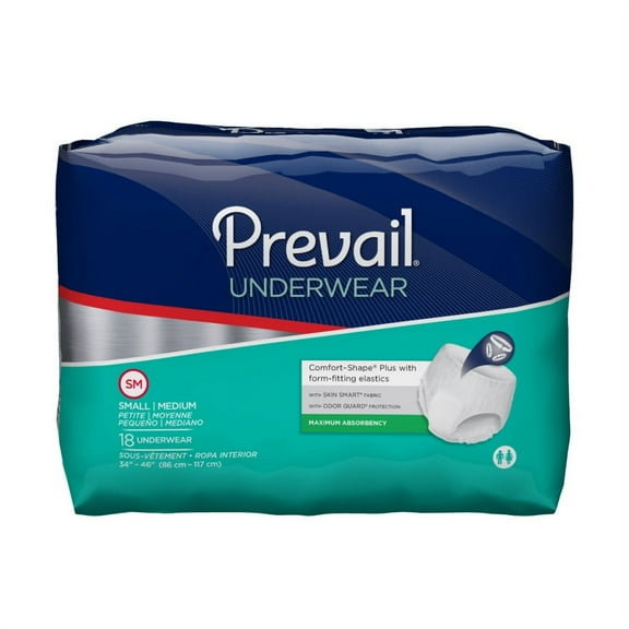 Prevail Super Plus Underwear ''Small/Medium, 34 - 46 , 18 Count'' 2 Pack