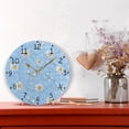 thumbnail image 6 of Pastel Blue Bows Daisies Flower Round Wall Clock Silent Analog Battery Operated Black Pointer Home Decor 9.84" Diameter, 6 of 11