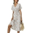 thumbnail image 1 of Txlixc Vestido de Verano para Mujer, Estampado Floral Cuello en V Manga Corta Falda Casual de Cintura Delgada para Damas, 9 Colores Txlixc  Estilo de ocio, 1 of 7
