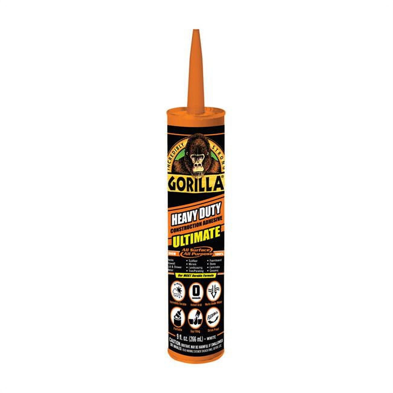 (2 pack) Gorilla Ultimate Construction Adhesive, 9 oz Cartridge. Model is 8008002.