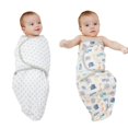thumbnail image 3 of Saco de dormir de algodón para recién nacido, manta envolvente para bebé, conjunto de gorro, saco de dormir ajustable para recién nacido, mantas de muselina de 0 a 6M, 2 uds., 3 of 4
