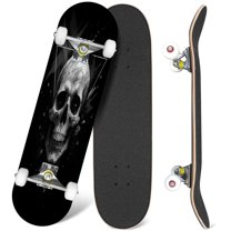 31'' Complete Skateboard 7 Layer Canadian Maple Double Kick Deck Skateboards skull Graphics illuminati Skate Board for Beginner Adult Gifts