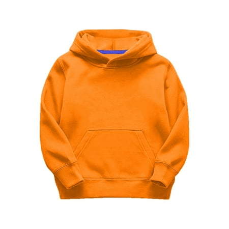 

Yindaity Girls Basic Long Sleeve Hoodie Sweatshirt Girls Orange 12-18 Months