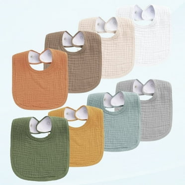 Muslin Baby Bibs 8 Pack Baby Bandana Drool Cotton Bibs for Girls Boys Unisex, 8 Solid Colors Set for Teething Drooling