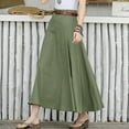 thumbnail image 4 of Women Maxi Skirt High Waist Irregular Large Hem Long Skirt Solid Color A-Line Loose Fit Skirt Streetwear-Army Green,L, 4 of 7