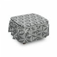 thumbnail image 1 of Abstract Ottoman Cover, Triangular Shapes Stripes, 2 Piece Slipcover Set with Ruffle Skirt for Square Round Cube Footstool Decorative Home Accent, Standard Size, Dark Grey and White, by Ambesonne, 1 of 1