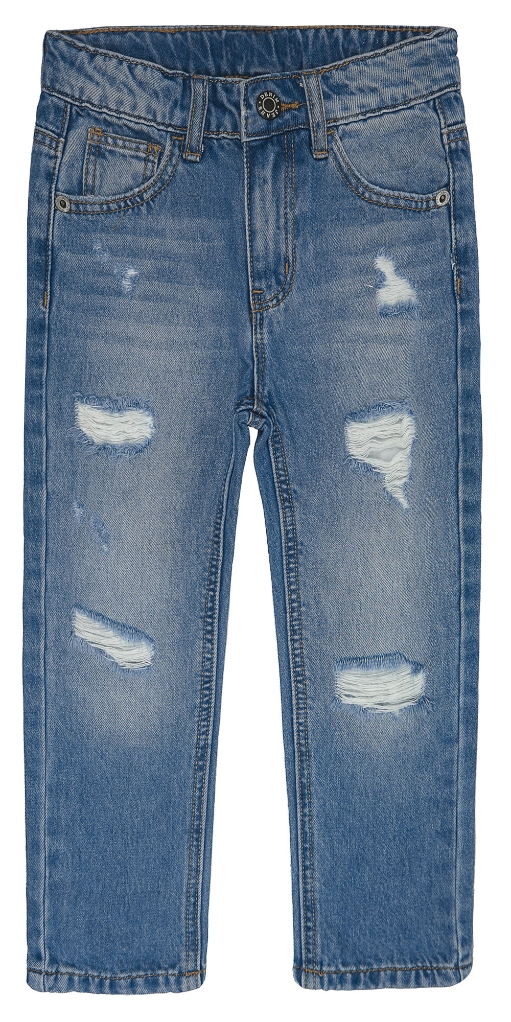 KIDSCOOL SPACE Little Girls Jeans,Elastic Band Inside Ripped Holes