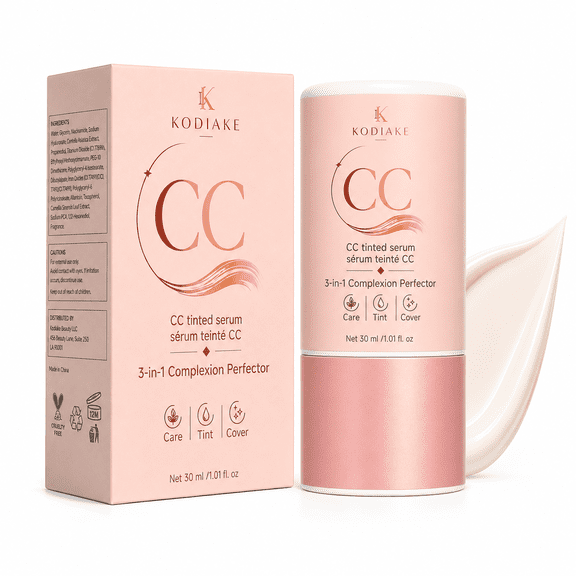 Kodiake CC Tinted Serum 3 in 1 Complexion Perfector 1.01 Fl Oz, Hydrating Daily Face Care with Natural Tint and Seamless Cover for Radiant Skin