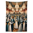 thumbnail image 2 of Ambesonne Cat Outdoor Tablecloth, Waltz Dancing Kitty Couples, 58"x84", Petrol Blue and Orange, 2 of 2