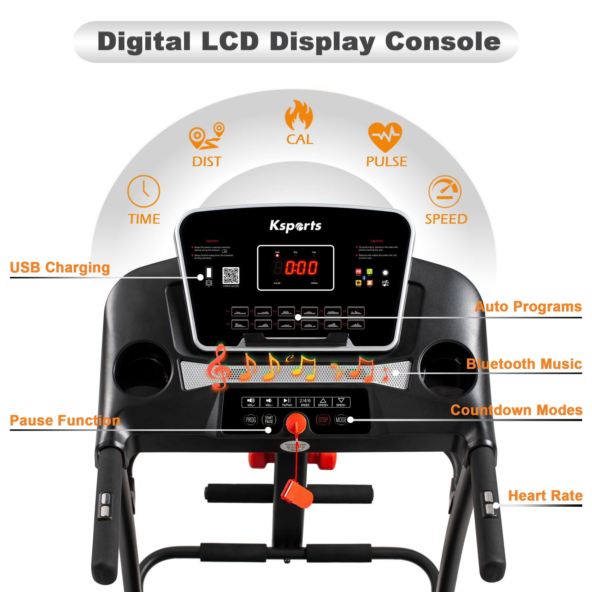 Ksports Portable Foldable Home Treadmill w/Bluetooth & Fitness Tracking App