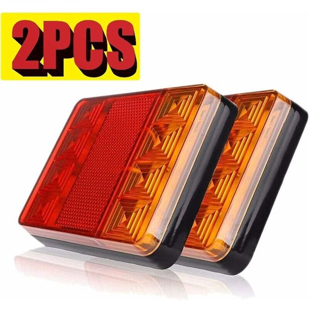 2 piezas de luces traseras para remolque, luz trasera LED, luz de freno, indicador de señal universal impermeable para camión, caravana, furgoneta, barco, estilo de coche, advertencia, 12 V (8 LED)
