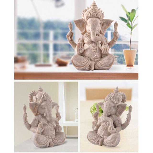 Estatua de elefante de piedra arenisca estatua de escultura de Buda Ganesha budismo hindú decoración del hogar WD.WDQZL Hogar