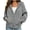 Gray, variant on Cekizud Zip up Hoodies for Women Fashion Solid Color Drawstring Hooded Jacket with Pockets, Sizes S-2XL