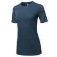 thumbnail image 2 of A2Y Women's Basic Solid Premium Cotton Short Sleeve Crew Neck T Shirt Tee Tops Midnight L, 2 of 6