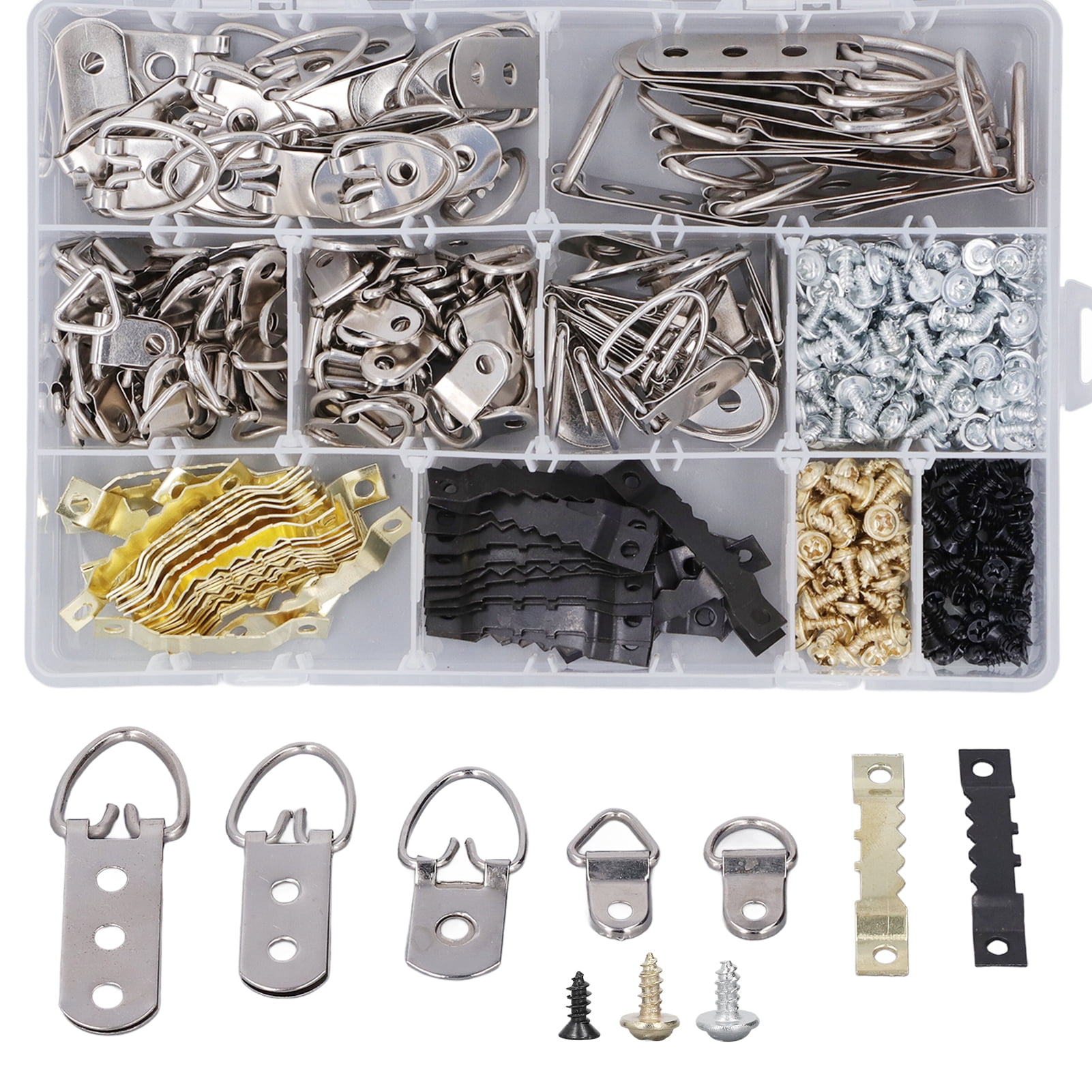 Suodoka 415-Piece Picture Hangers Kit Heavy Duty Assorted Frame Hooks with Screws and Transparent Box