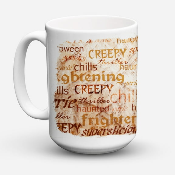 "Creepy Haunted and Frightful with skulls Halloween Coffee Mug 15 oz"