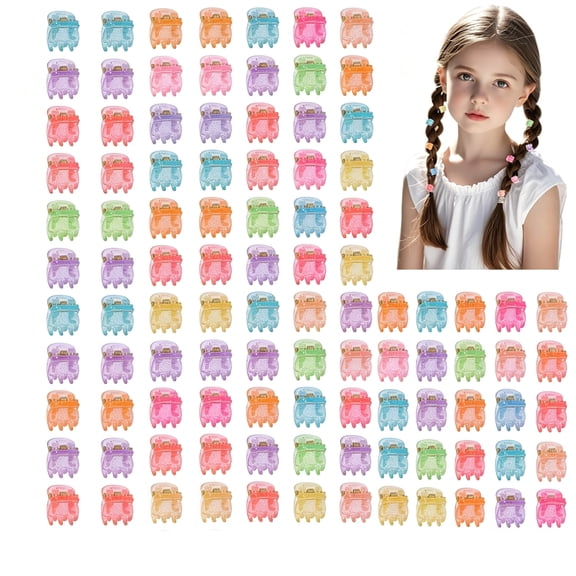 Cute Tiny Hair Clips,Colorful Hair Clips,Mini Glitter Hair Clips,Plastic Claw Clip,Crystal Hair Accessory,Sparkle Clamp for Baby Kids Girls Toddler Women Thin Fine Hair (100PCS)