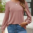 thumbnail image 2 of OSOLU Solid Color Women O-Neck Loose Casual Sleeve Long Sleeve T-Shirt Tee Tops Breathable Dailywear, 2 of 6