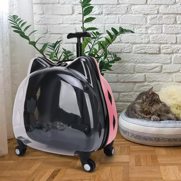 Yinanstore Pet Rolling Carrier Dog Backpack With Wheels Cats Puppy Travel Bag With Wheels Dog Trolley Pink Pink 45x28x45cm