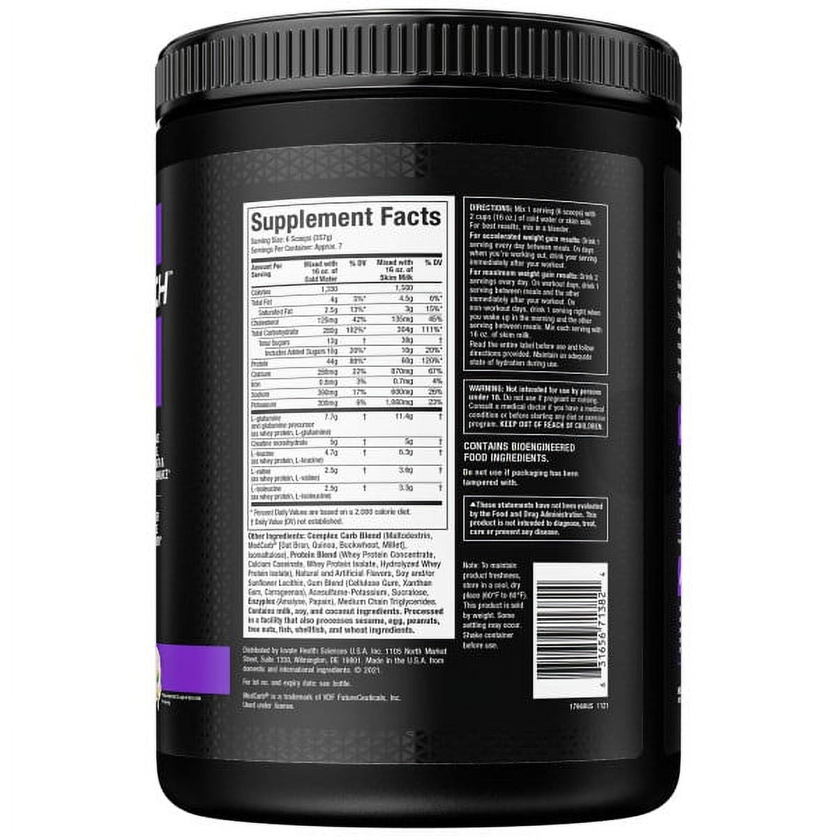 Muscletech Pro Series 100% Mass Gainer Protein Powder, Vanilla, 60g Protein, 5.15 lbs
