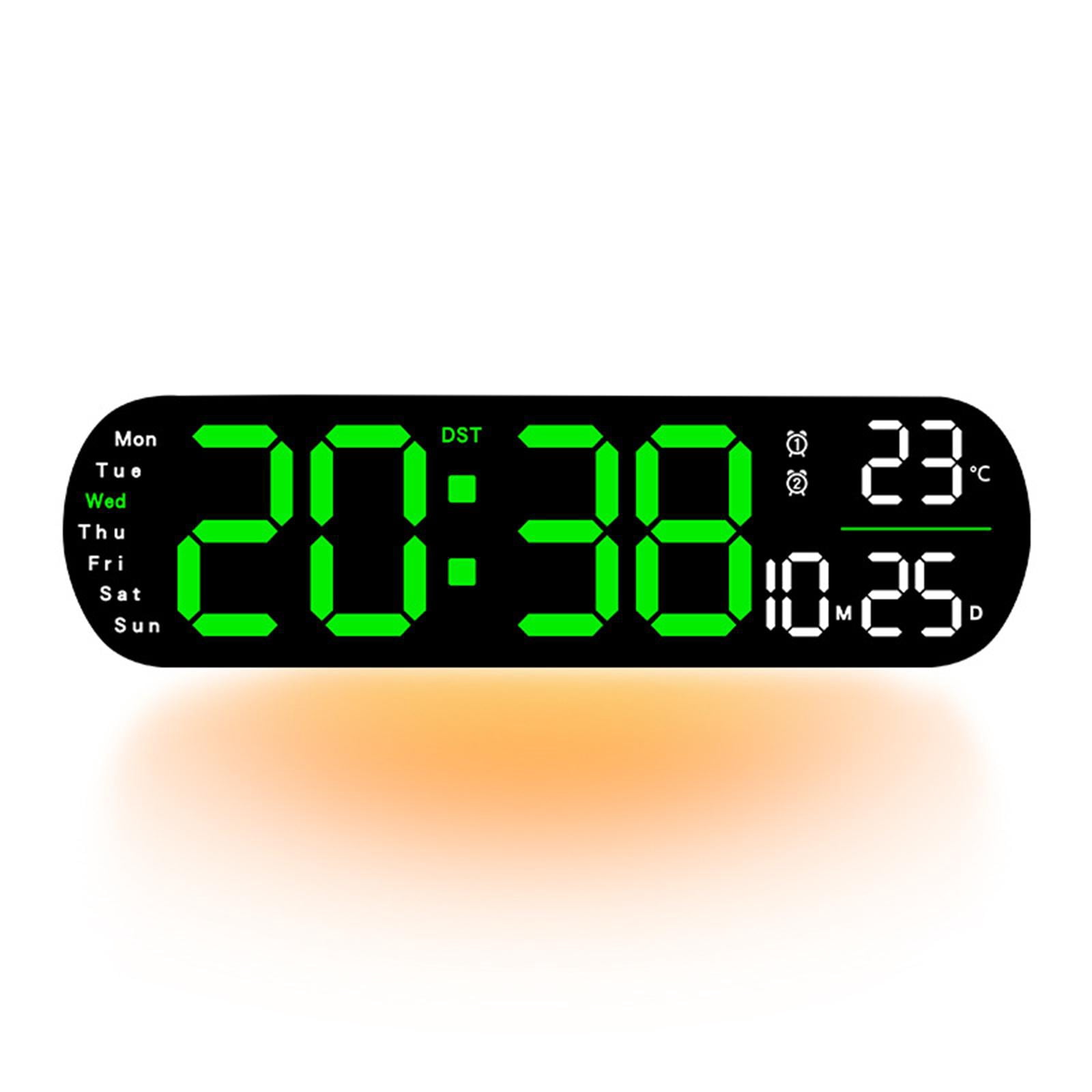 TISHITA Digital Alarm Clock Calendar Clock Desk Clock Tabletop Wall Mount Colorful Night Light  degreeF/ degreeC Switchable for Dorm Shelf Office Green