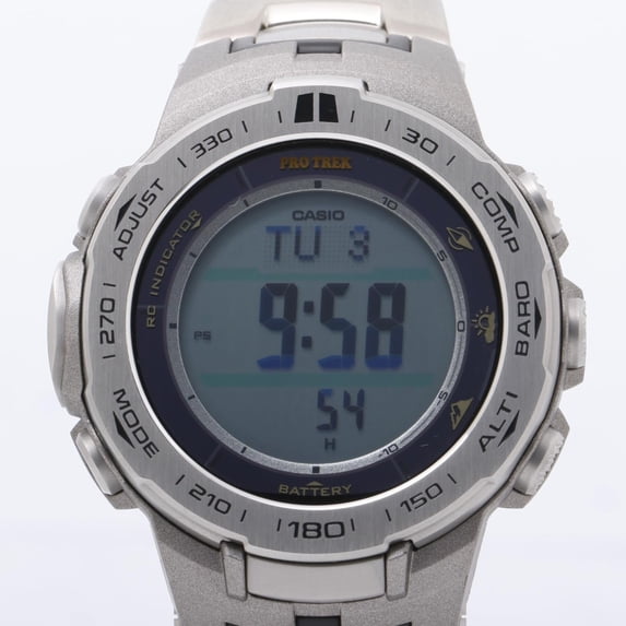 Pre-Owned CASIO Pro Trek Triple Sensor Line PRW3100T7JF Men's Digital Watch in Silver,...