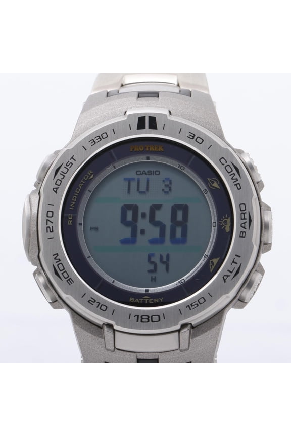 Pre-Owned CASIO Pro Trek Triple Sensor Line PRW3100T7JF Men's Digital Watch in Silver,...