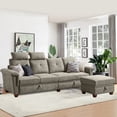 thumbnail image 2 of Pingliang Home 109" Sectional Sofa with Storage Seat & Storage Ottoman & Coffee Table,4 Seat L Shaped Multi-functional Sofa Couch with 2 Movable Headrests for Living Room,Apartment,Office,Studio, 2 of 12