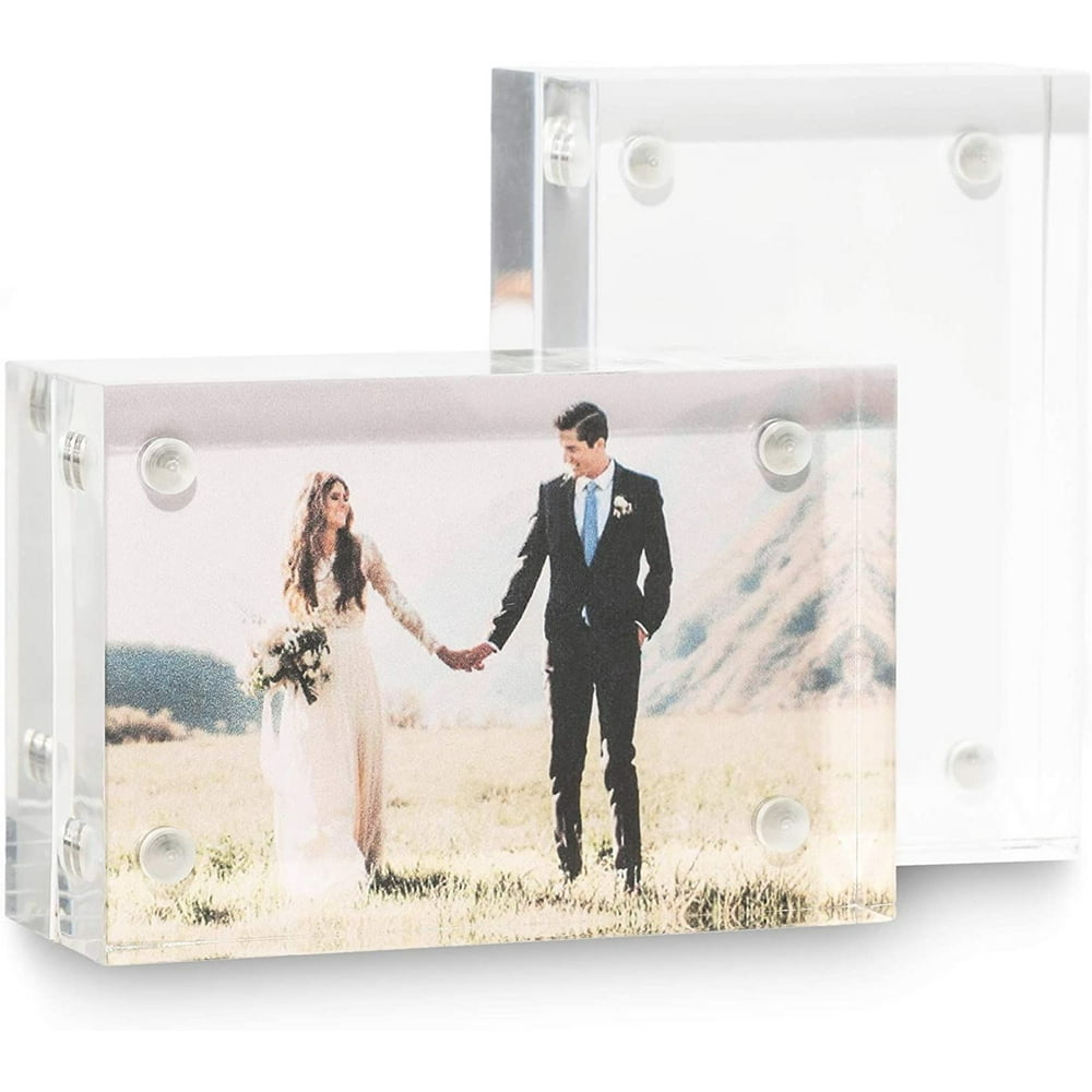 2Pack Acrylic Plastic Picture Photo Frames Holder 2x3 Crystal