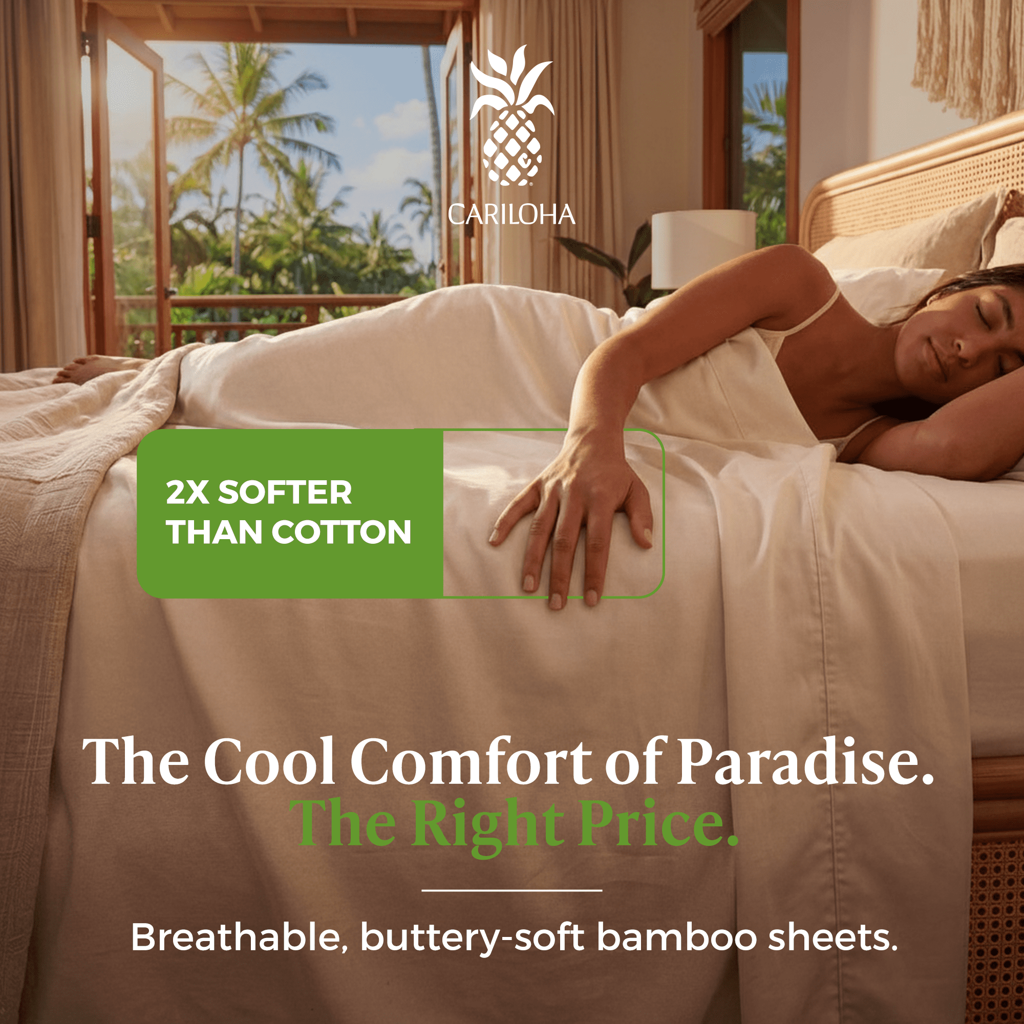 Aloha Soft by Cariloha Bamboo Viscose Sheets – 4-Piece Queen Sheet Set – 16 in Deep Pockets – Buttery Soft Cooling Sheets – Natural