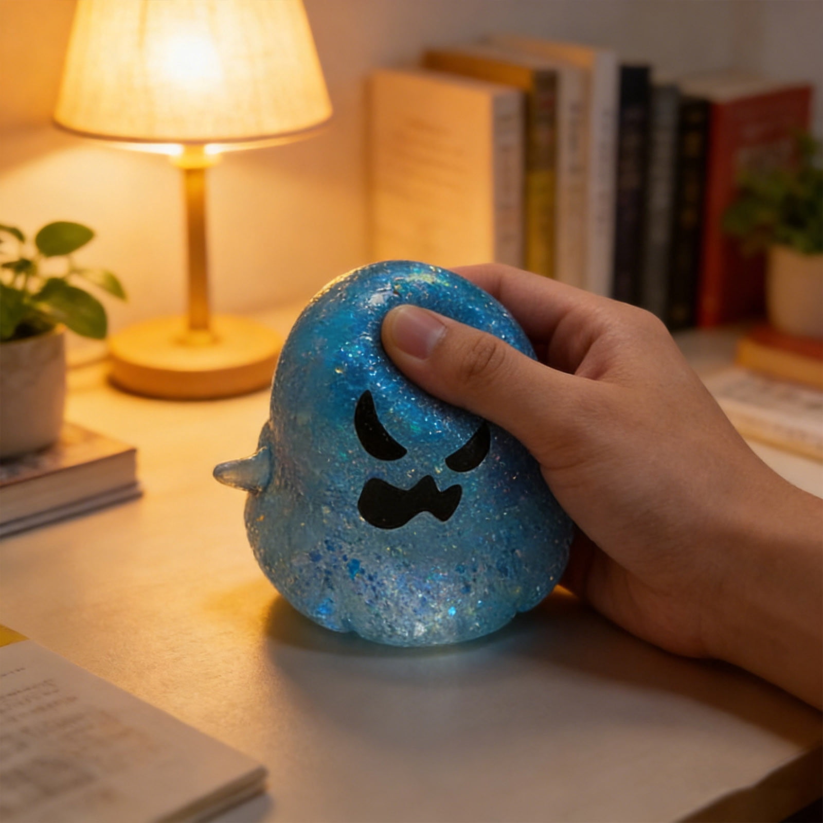 Fufafayo Ghost Sensory Ball, Stress ReliefToyFor Adults, Cute Dough Ball Stuffed Bun, Soft Decompression Dough for Anxiety, Desk Decor for Office Bedroom Living Room