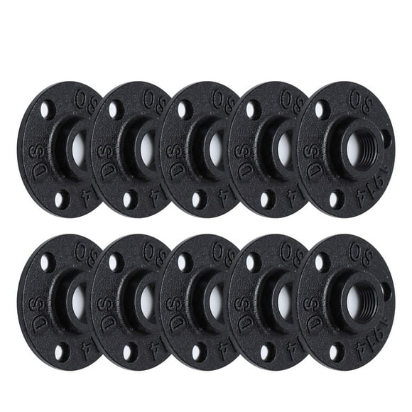 Antirust Black Painted Floor Flange Home TZH Malleable iron Pipe Fittings for Industrial vintage style Flanges with Threaded Hole for DIY Project/Furniture/Shelving Decoration (10 1/2"")