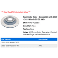 thumbnail image 2 of Rear Brake Rotor - Compatible with 2020 - 2025 Mazda CX-30 AWD 2021 2022 2023 2024, 2 of 2