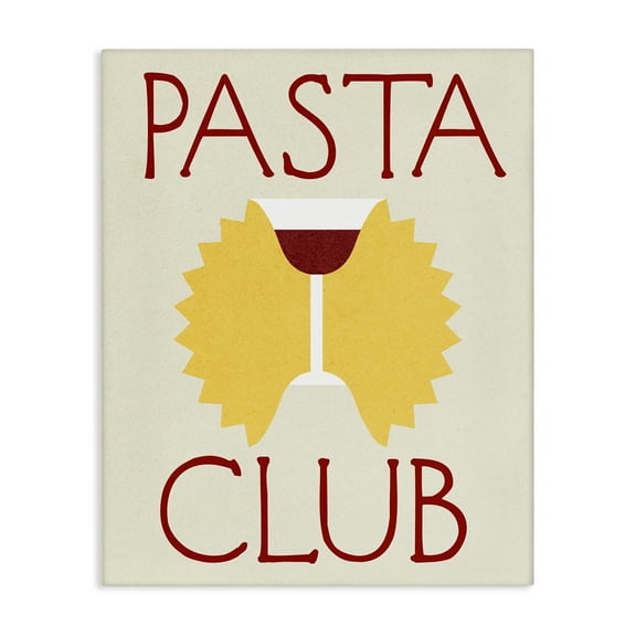 Stupell Industries Pasta Club with Wine Food & Beverage Painting Wrapped Canvas Art Print Wall Art, 16 x 20
