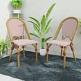 thumbnail image 4 of Meetleisure Red Stripe Coffee Chair with Wicker Wood Grain Metal Base for Outdoor,Red, 4 of 12