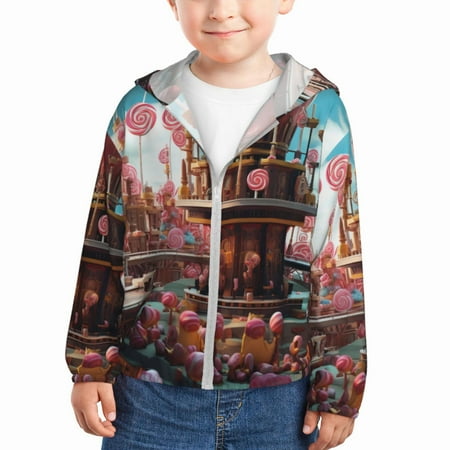 

Lukts fairy-tale-world-with-delicious-candy Print Children s Long-Sleeved Sun Protection Clothing Hooded Sweatshirts for Boys and Girls Outdoor Sports-18 Months