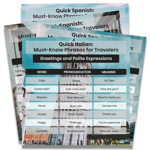 Magnet Me Up Italian Phrases Magnets - Language Learnin- 5x5 Inches 4 Pack